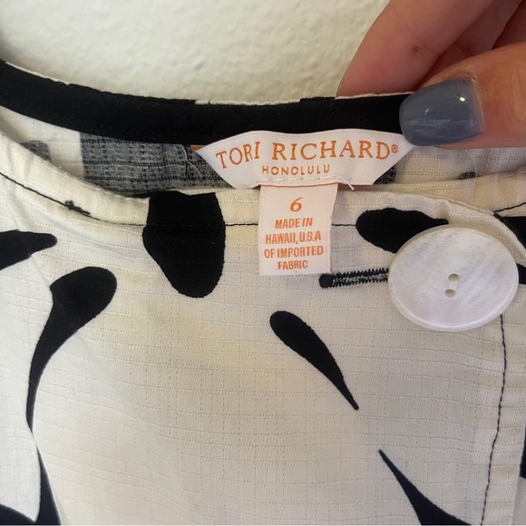 Tori Richard Black + White Palm Print Mini Dress - Picture 4 of 7